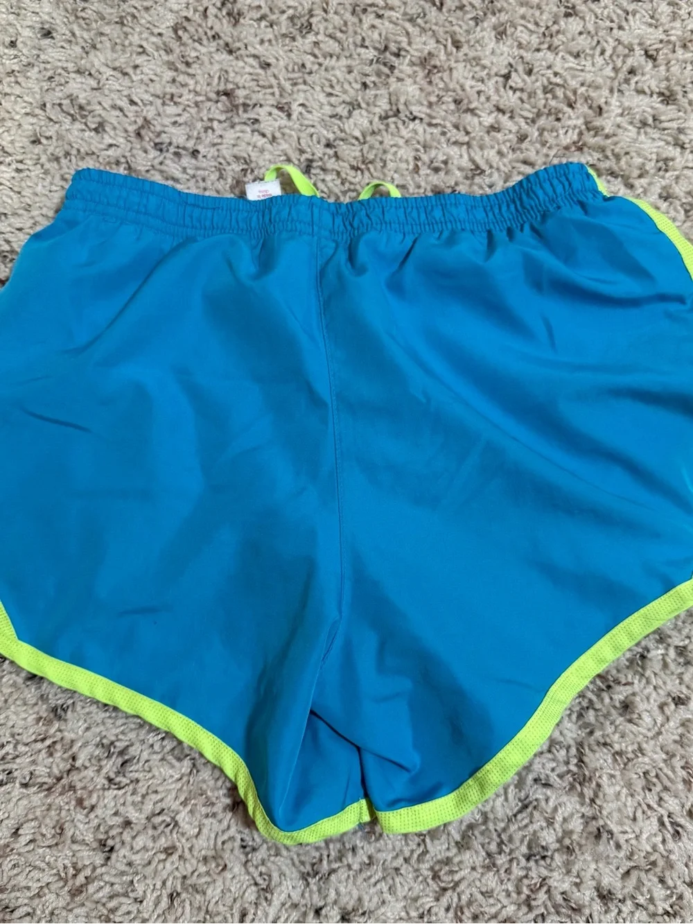 Justice Turquoise Athletic Shorts with Neon Yellow Trim